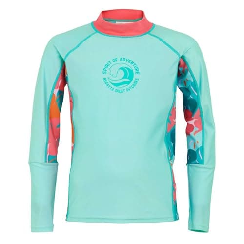 Image of Regatta Kids Hoku II Long Sleeve UV Protect Rash Vest - Aruba Blue Peach Bloom - 9-10 Yrs