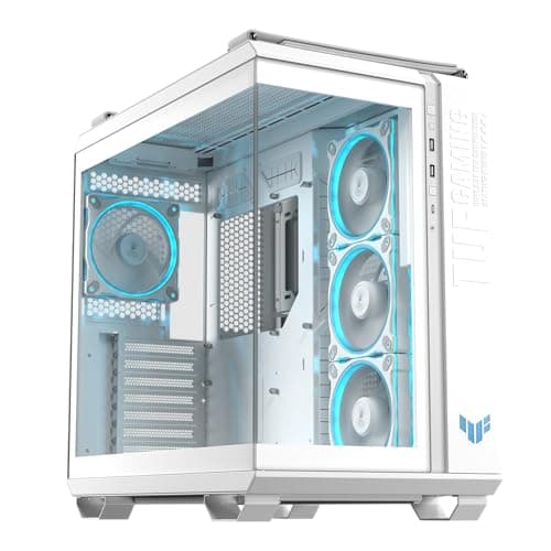 Image of Asus TUF Gaming GT502 Horizon ARGB Case w/Glass Front & Side, ATX, Dual Chamber, Modular Design, 4x ARGB Fans, USB-C 20Gbps, Carry Handles, White