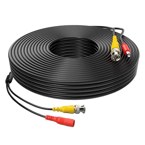 Image of MaxSell BNC Security Camera Cable, 5-50M Length, Compatible with DVR/CCTV/AHD/CVI/TVI Systems, Black (5M)