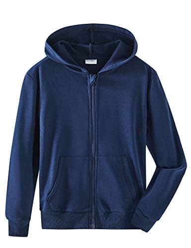 Image of Spring&Gege Youth Solid Full Zipper Hoodies Soft Kids Hooded Sweatshirt for Boys and Girls Size 9-10 Years Navy Blue