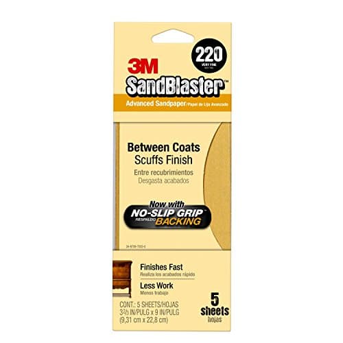 Image of 3M 11220-G S and paper with No-Slip Backing, 3-2/3-Inch X 9-Inch, 220-Grit, Gold