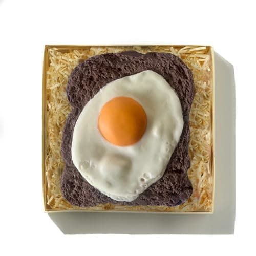 Image of Choc On Choc Giant Chocolate Fried Egg On Toast - Novelty Handmade Milk Chocolate Gift, Cream Egg Treat - Funny Birthday and Easter Surprise - Quirky Giant Novelty Sweet Bar for Foodies