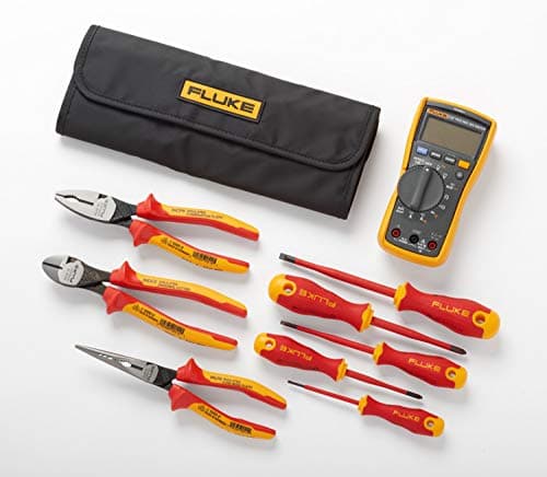 Image of Fluke 117 Electrician's Multimeter + Hand Tools Starter Kit (5 insulated screwdrivers and 3 insulated pliers)