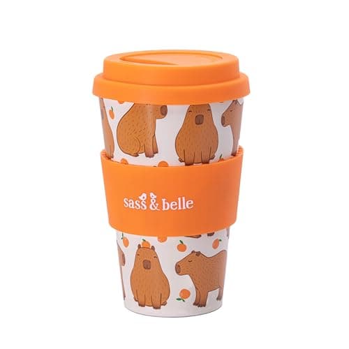 Image of Sass & Belle Capybara Travel Coffee Cup - Reusable Cup with Lid, Eco-Friendly Coffee Mug, Lightweight for Hot Drinks – Travel Mug for Work or Home – Fun Gift by Sass and Belle