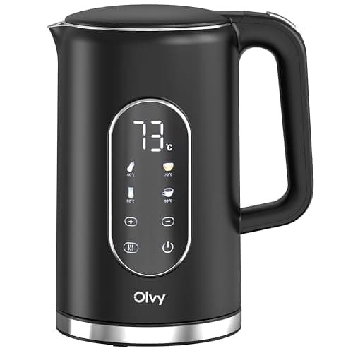 Image of Olvy 1.7L Electric Kettle with Temperature Control – 2200W Fast Boil – Keep Warm & Auto Shut-Off Functions – Double-Wall Stainless Steel with Cool-Touch Exterior – Anti-Scale Filter – Black