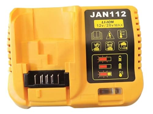 Image of JANRI JAN112 10.8V 14.4V 18V 54V MAX Power Tool Li-Ion Battery Charger Compatible with Dewalt XR Series Battery DCB200 201 204 205 181 182 183 184 etc, Compatible with DCB112 113 115 etc, Yellow