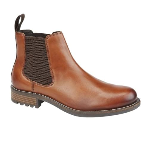 Image of Roamers Elgin Leather Ankle Boots with Twin Gusset, Round Toe - Tan, 8 UK