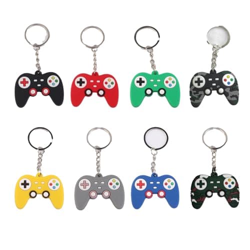 Image of CBMZHF 8 pieces, game controller keychain set, 8 colors, 4.5 cm x 3.5 cm, retro game console design