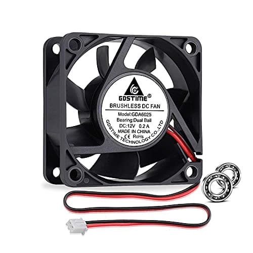 Image of GDSTIME 60mm Computer Fan 12V PC Cooling Fan 2 Pin 60 x 25mm DC Brushless Dual Ball Bearing 4500 RPM 22.7 CFM High Performance Cooler for Router Projector Ventilation Exhaust
