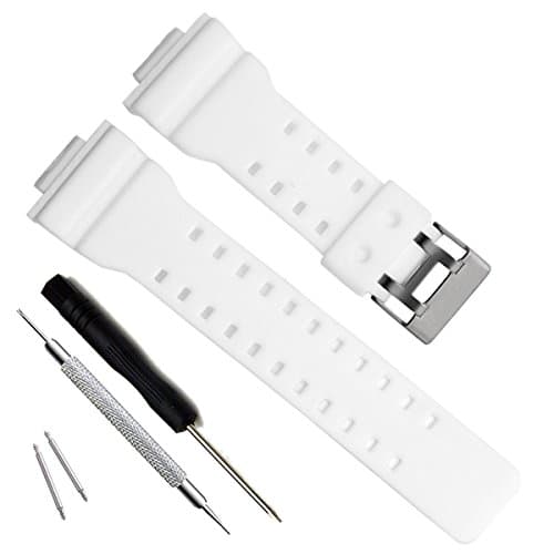 Image of Natural Resin Replacement Watch Band Strap for Casio Mens G-Shock GD120/GA-100/GA-110/GA-100C (White)