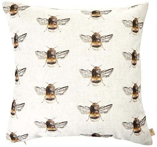 Image of Evans Lichfield Bee Happy Repeat Cushion Cover, White, 43 x 43 cm