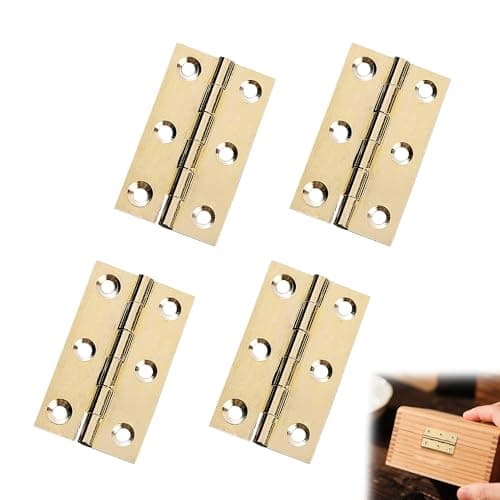 Image of 4Pcs 50mm Solid Brass Butt Hinge Door Hinges Polished Brass Butt Hinge for Cabinet Cupboard Wood Boxes Window Furniture External Internal Doors Gold 2Inch Corrosion Resistance Brass Hinges