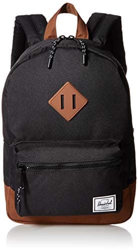Image of Herschel Supply Unisex-Child Heritage Kids Children's Backpack, Black/Saddle Brown, One Size
