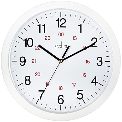 Image of Acctim Metro 12" Wall Clock Quartz 12/24 Hour Dial Easy Read Numbers White 30cm 21162