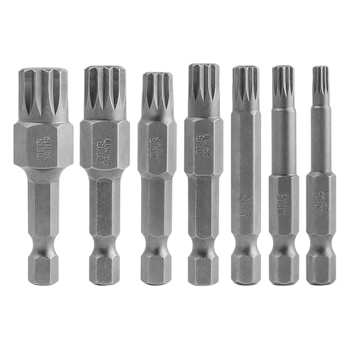 Image of 7 Pcs Besgle Triple Square Spline Bit Set, 1/4" Hex Shank 12-Point Magnetic Torx Screwdriver Bits, Quick Change Spline Drive Bits, M4 M5 M6 M7 M8 M10 M12