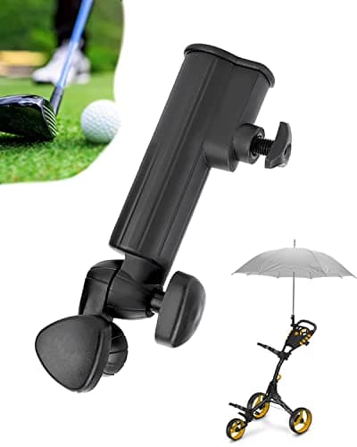 Image of Golf Accessories, Golf Umbrella Holder, Golf Umbrella Holder for Trolley, Adjustable Anti-Fall Black Umbrella Stand Attachment Deluxe Cart Umbrella Holder for Golf Push Cart Handles