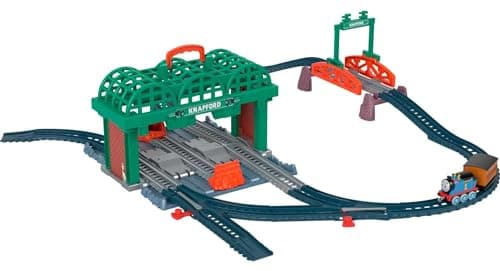 Image of Thomas & Friends Diecast Train & Track Set Knapford Station 2-in-1 Playset & Storage Case for Preschool Kids Ages 3+ Years, HGX63