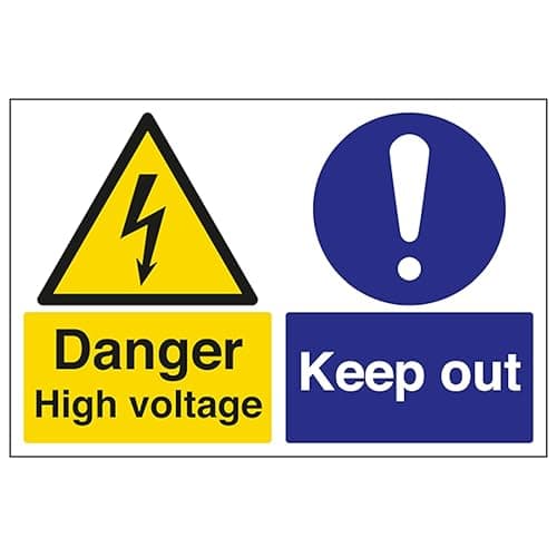 Image of V Safety Danger High Voltage/Keep Out 300 x 200 mm - 1mm Rigid Plastic Safety Sign