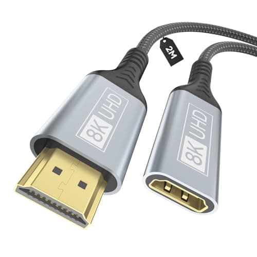 Image of layajia 8K HDMI Extension Cable, HDMI 2.1 Male to Female Adapter Extension Cord 8K@60Hz, 4K@120Hz, 3D, HDR Compatible with Roku Blu-Ray TV Stick HDTV Monitor-2 m