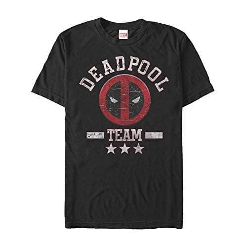 Image of Marvel Men's Deadpool Cracked Logo Team T-Shirt, Black, Medium