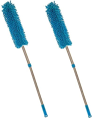 Image of HOMESHOPA Extendable Feather Duster, 2 Pack Telescopic with Chenille Microfiber Head, Removable Washable high quailty, Cleaning Home Office High Ceiling Fans Blinds Cobweb Cars Furniture