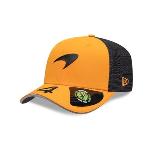 Image of New Era McLaren F1 2025 9SEVENTY Adults Baseball Cap, Lando Norris Driver Edition, Orange and Grey Mesh Trucker Hat