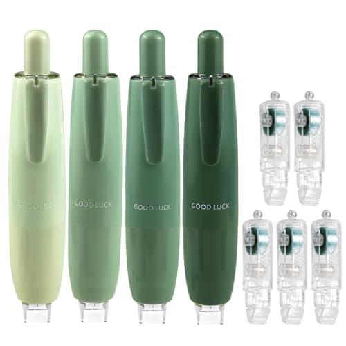 Image of 9Pcs Double Sided Tape Pens with Replaceable Cartridges, Press Double Sided Glue Pen, Strong Adhesive Glue Tapes Roller for Crafting Cards Photo Album Journal (Green)