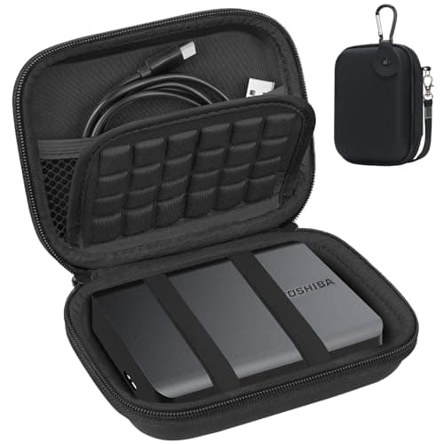 Image of Lacdo Hard Drive Carrying Case Bag for Toshiba Canvio Partner/Canvio Basics/Canvio Flex/Canvio Advance/Canvio Gaming Portable External Hard Drive 1TB 2TB 3TB 4TB USB 3.0 2.5 inch HDD, Black+Black