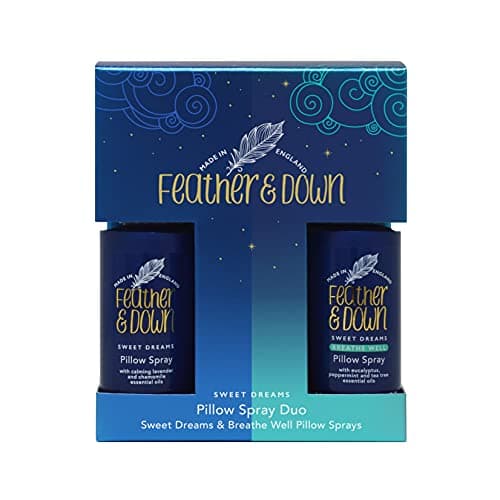 Image of Feather & Down Pillow Spray Duo, Sleep Gift Set with Lavender Mist and Breathe Well Blend, Cruelty Free and Vegan, Relaxation Gift Set