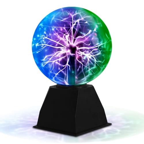 Image of Dorlink , 8 Inches Three Colors Magic Plasma Ball Lava Lamp with Touch and Sound Sensitive, Colorful Nebula Electric Lightning Ball Science Toys for Kids, Christmas, Home, Party