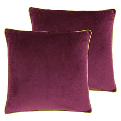 Image of Paoletti Meridian Polyester Filled Cushions (Twin Pack), Polyester, Maroon/Moss
