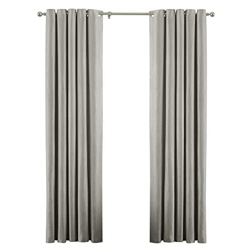 Image of Riva Paoletti Atlantic Ringtop Eyelet Curtains (Pair) - Natural Beige - Woven Twill Fabric - Ready Made - 100% Polyester - 229cm width x 137cm drop (90" x 54" inches) - Designed in the UK