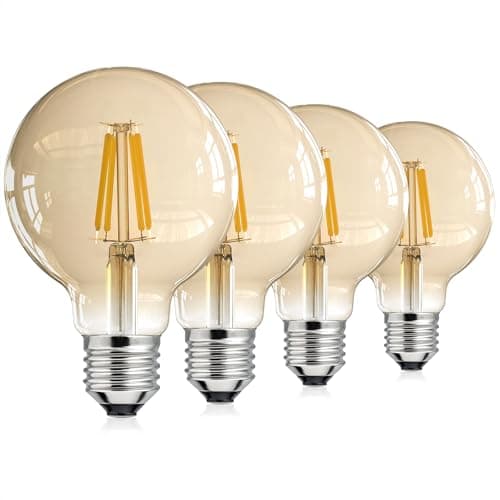 Image of EYLM Vintage Edison LED Light Bulbs, Dimmable Screw Edison Bulbs Incandescent Light Bulb Globe Bulbs Retro Filament Lamp 2700K Warm Light 4W (Equivalent to 40W) G80 E27 220V-4 Pack