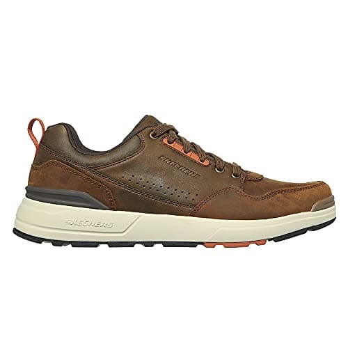 Image of Skechers Men's Rozier Mancer Sneaker, Dark Brown Leather, 10 UK