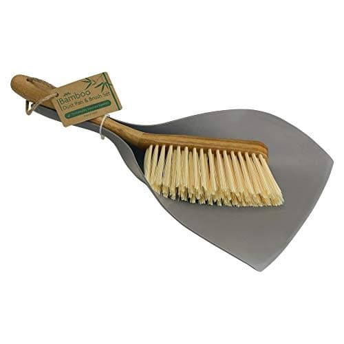 Image of JVL 20-305 Bamboo Dustpan and Bristle Brush Set, Natural