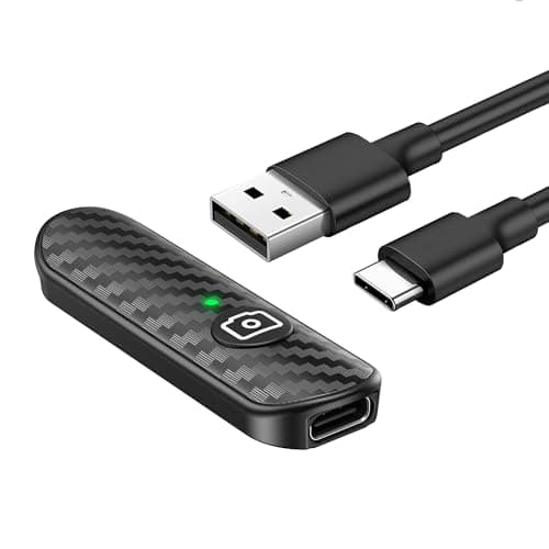 Image of ATUMTEK Bluetooth Remote Shutter, Carbon Fiber Design, Rechargeable Camera Remote Control for iOS & Android Smartphones, Compact and Portable, with Type-C Charging, 10m Remote Range, Bluetooth 5.0
