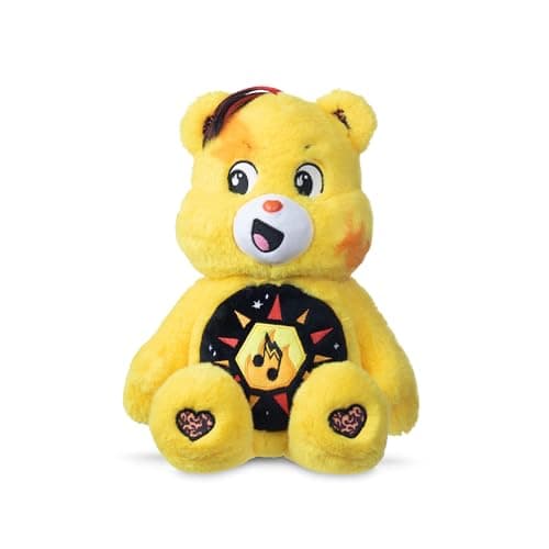 Image of Care Bears Basic Fun 22cm Rock Theme Plush – Funshine Bear Eco-Friendly Soft Toy with Lightning Belly Badge – Collectible Plush for Kids & Fans, Yellow, 14"