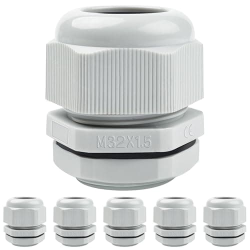 Image of 6 Pack M32 Cable Glands - Caianwin 32mm Stuffing Glands IP68 Waterproof Plastic Nylon Compression Glands Connectors for Electrical Boxes Junction Boxes Wall-Mounted Distribution Boxes