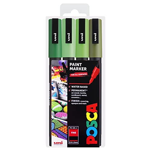 Image of Posca - PC-3M Art Paint Markers - Set of 4 - in Plastic Wallet - Green Tones