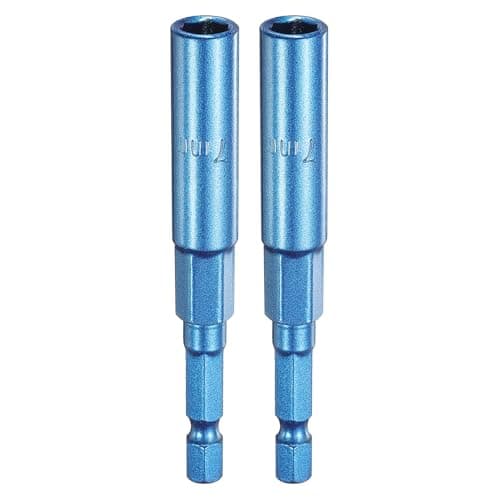Image of sourcing map 2pcs Nut Driver 7mm Hex Drive Socket CR-V Steel Power Screw Drill Bits Socket Wrench Tools with 1/4" Quick Change Hex Shank for Power Drills Impact Drivers, Blue