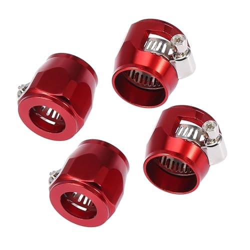 Image of Partuto 4 Pcs An10 Universal Hose Finisher Clamp - Aluminum Alloy Red