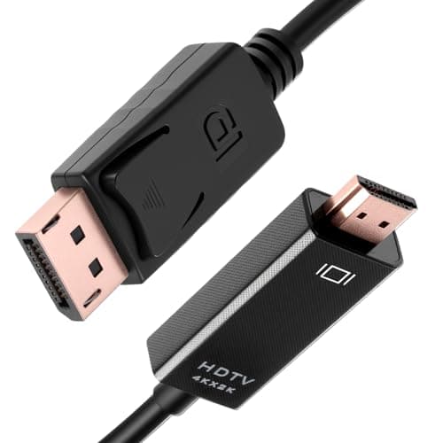 Image of 4K DisplayPort to HDMI Cable 1.8M, DP to HDMI Adapter 4K@60Hz 1080p@120Hz Uni-Directional Display Port (DP) to HDMI Lead Cable Gold-Plated for Dell Projector Lenovo ASUS Monitor PC HP NVIDIA Laptop