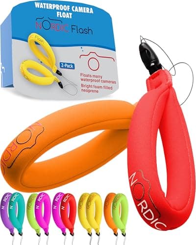Image of Nordic Flash Waterproof Camera Float (2-pack) Floating Strap for Your Underwater Devices - Red & Orange