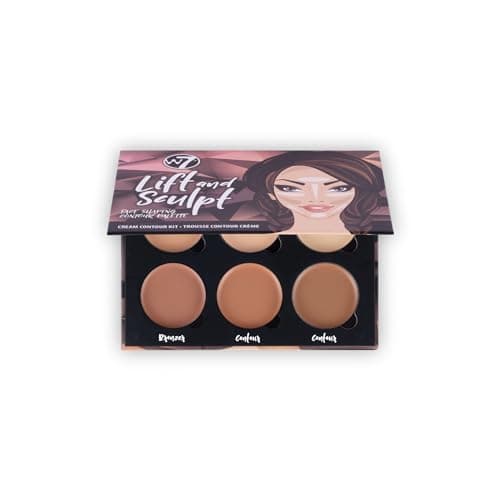 Image of W7 Lift & Sculpt Cream Contour Kit - Concealing, Highlighting & Contouring Makeup Palette - Step-by-Step Instructions Included