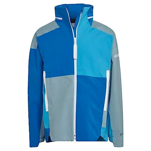 Image of adidas Terrex Myshelter Rain.Rdy Color-Block Jacket, Shock Blue/Magic Grey/Sky Rush, M