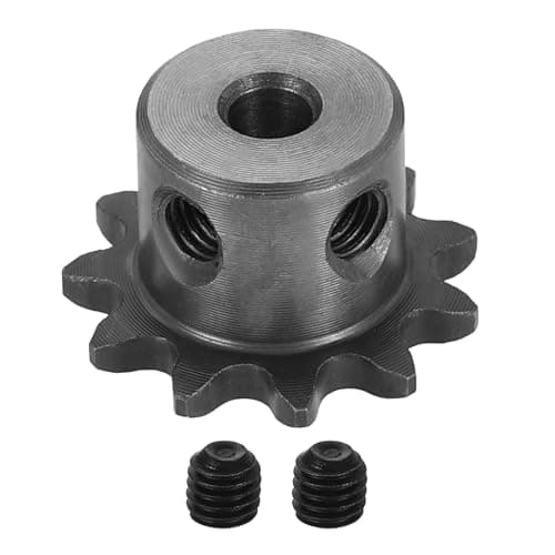Image of sourcing map #25 Chain Roller Sprocket 5mm Bore 25.5mm OD, 11 Tooth 45# Steel ANSI Chain NO.25 Roller Sprocket Round Hole with Set Screws for ISO 04C Chain, Natural Finish