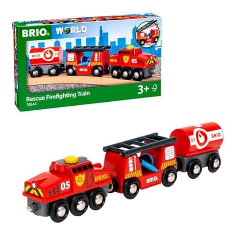 Image of BRIO World Fire & Rescue Rescue Fire Toy Train for Kids Age 3 Years Up