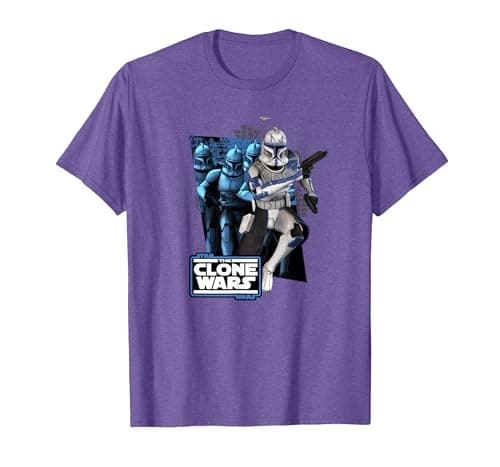 Image of Star Wars The Clone Wars Rex Trooper T-Shirt, Men, Purple Heather, XX-Large