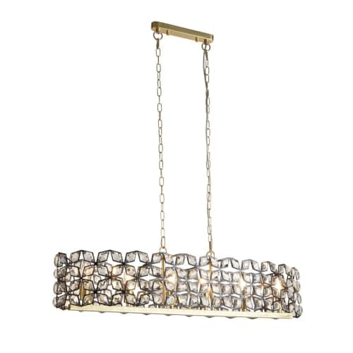 Image of Searchlight Iris 6 Light Pendant Black, Crystal, Brass