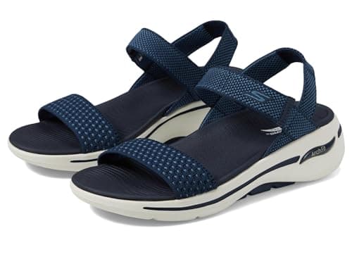 Image of Skechers Women's Go Walk Arch Fit Sandal Polished, Navy Textile, 3 UK